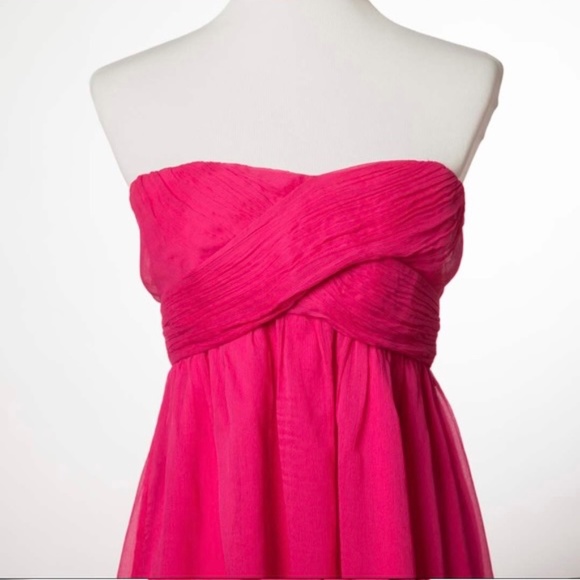 NWT JCrew 8 Taryn Dress Silk Chiffon Formal Cocktail Pink Prom Medium Fuschia - Picture 2 of 5
